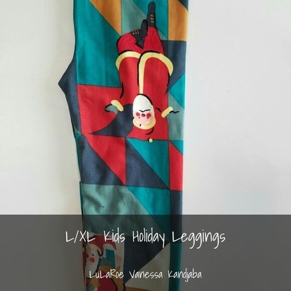 LulaRoe Kids L/XL Holiday Leggings Santa NEW - Picture 1 of 1